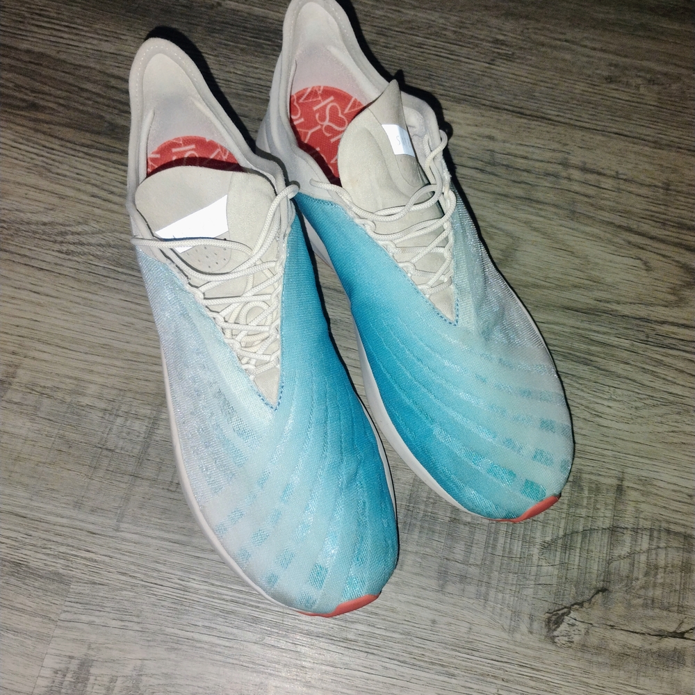 Blue and White Athletic Shoes